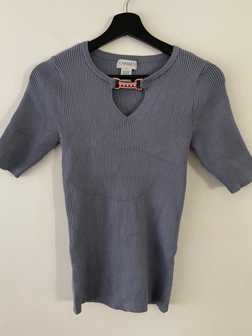 CARMEN Carmen Marc Valvo Ribbed Horsebit Sweater Top Size L